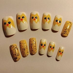 Easter Press On Nails - Baby Chicks Nails New Hand Painted